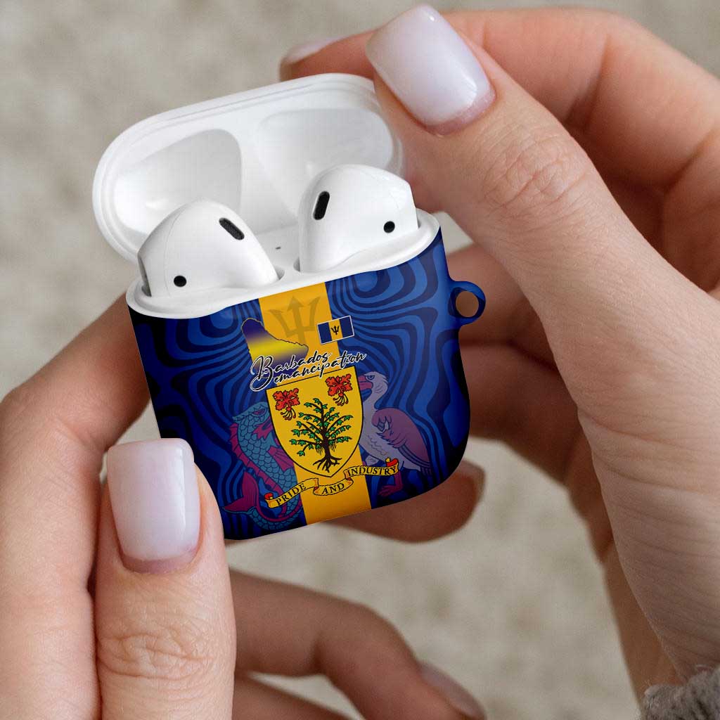 Barbados Emancipation Day AirPods Case Coat of Arms and Map National Flag Style - Wonder Print Shop