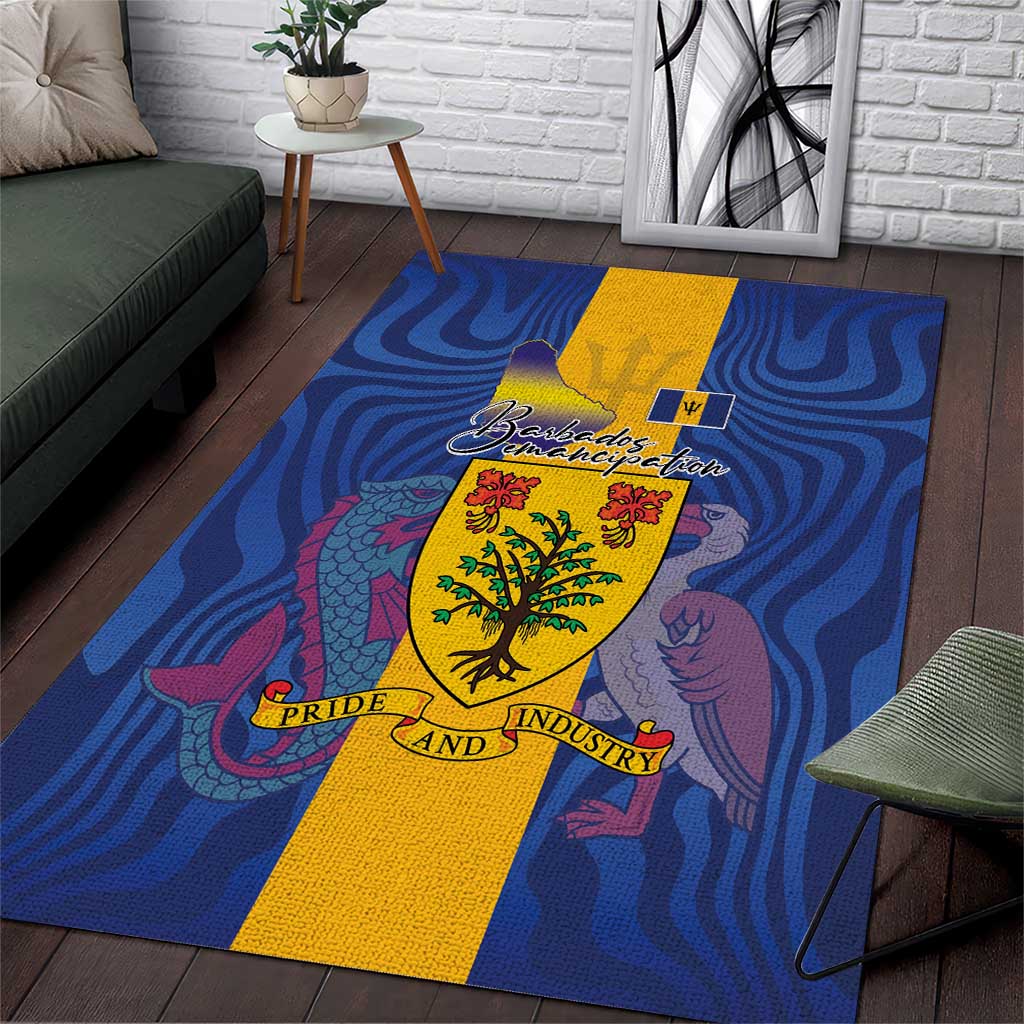 Barbados Emancipation Day Area Rug Coat of Arms and Map National Flag Style - Wonder Print Shop