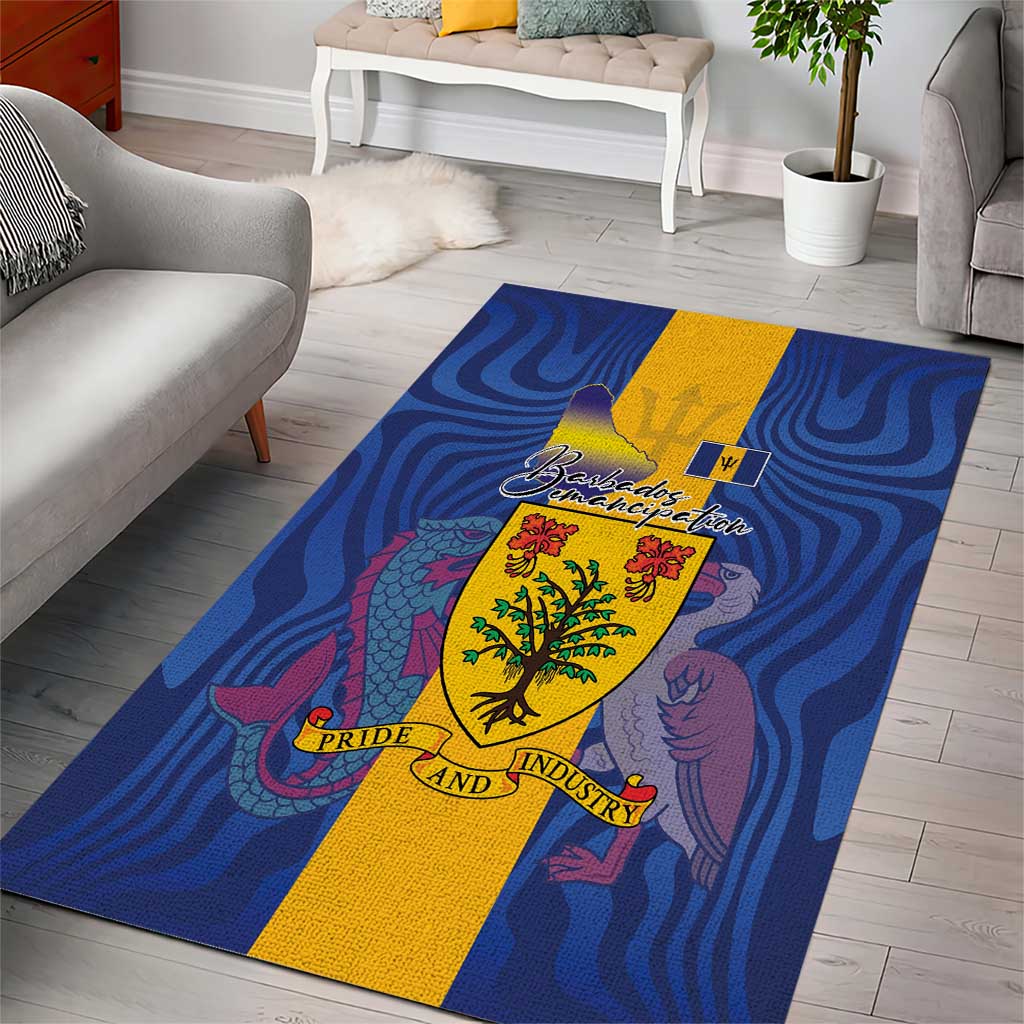 Barbados Emancipation Day Area Rug Coat of Arms and Map National Flag Style - Wonder Print Shop