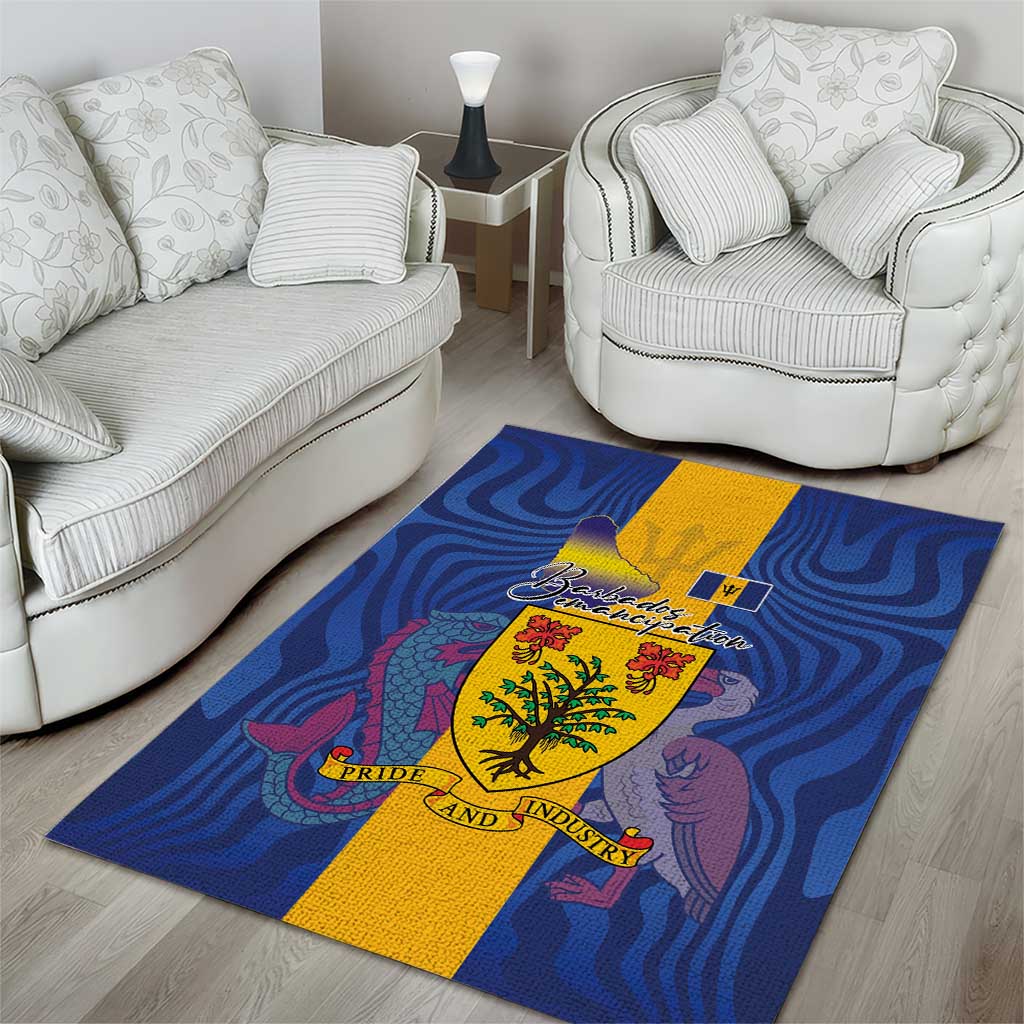 Barbados Emancipation Day Area Rug Coat of Arms and Map National Flag Style - Wonder Print Shop
