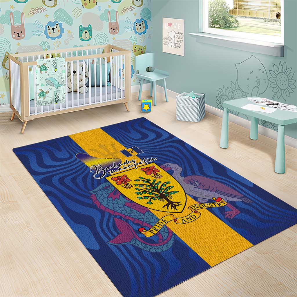 Barbados Emancipation Day Area Rug Coat of Arms and Map National Flag Style - Wonder Print Shop