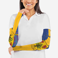 Personalised Barbados Emancipation Day Arm Sleeves Coat of Arms and Map National Flag Style - Wonder Print Shop
