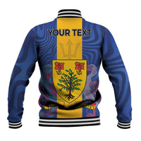 Personalised Barbados Emancipation Day Baseball Jacket Coat of Arms and Map National Flag Style - Wonder Print Shop