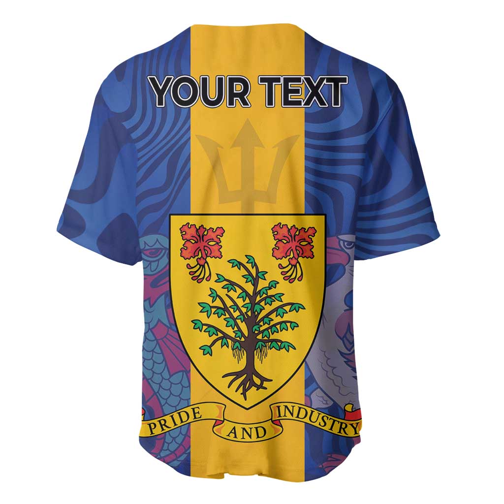 Personalised Barbados Emancipation Day Baseball Jersey Coat of Arms and Map National Flag Style - Wonder Print Shop