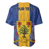Personalised Barbados Emancipation Day Baseball Jersey Coat of Arms and Map National Flag Style - Wonder Print Shop