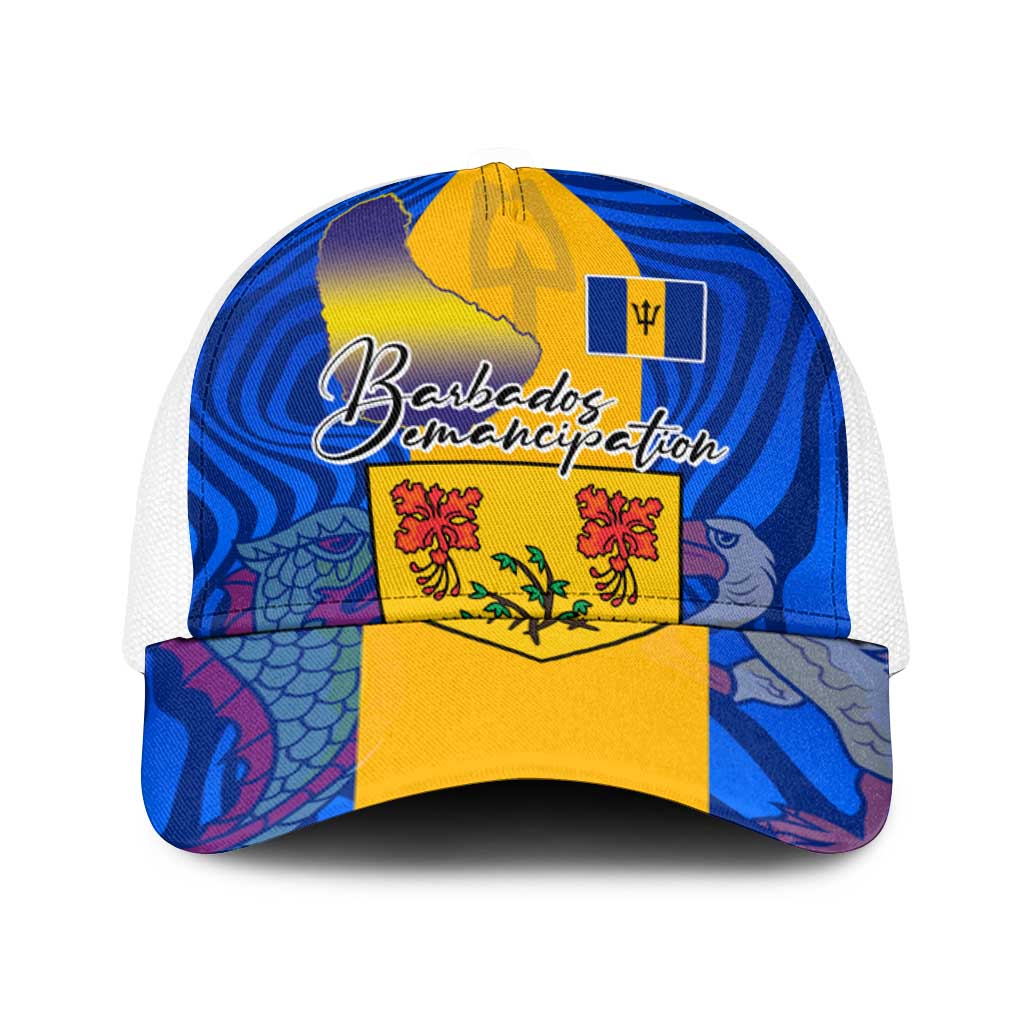 Barbados Emancipation Day Baseball Net Cap Coat of Arms and Map National Flag Style - Wonder Print Shop