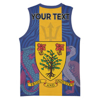 Personalised Barbados Emancipation Day Basketball Jersey Coat of Arms and Map National Flag Style - Wonder Print Shop