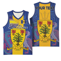 Personalised Barbados Emancipation Day Basketball Jersey Coat of Arms and Map National Flag Style - Wonder Print Shop