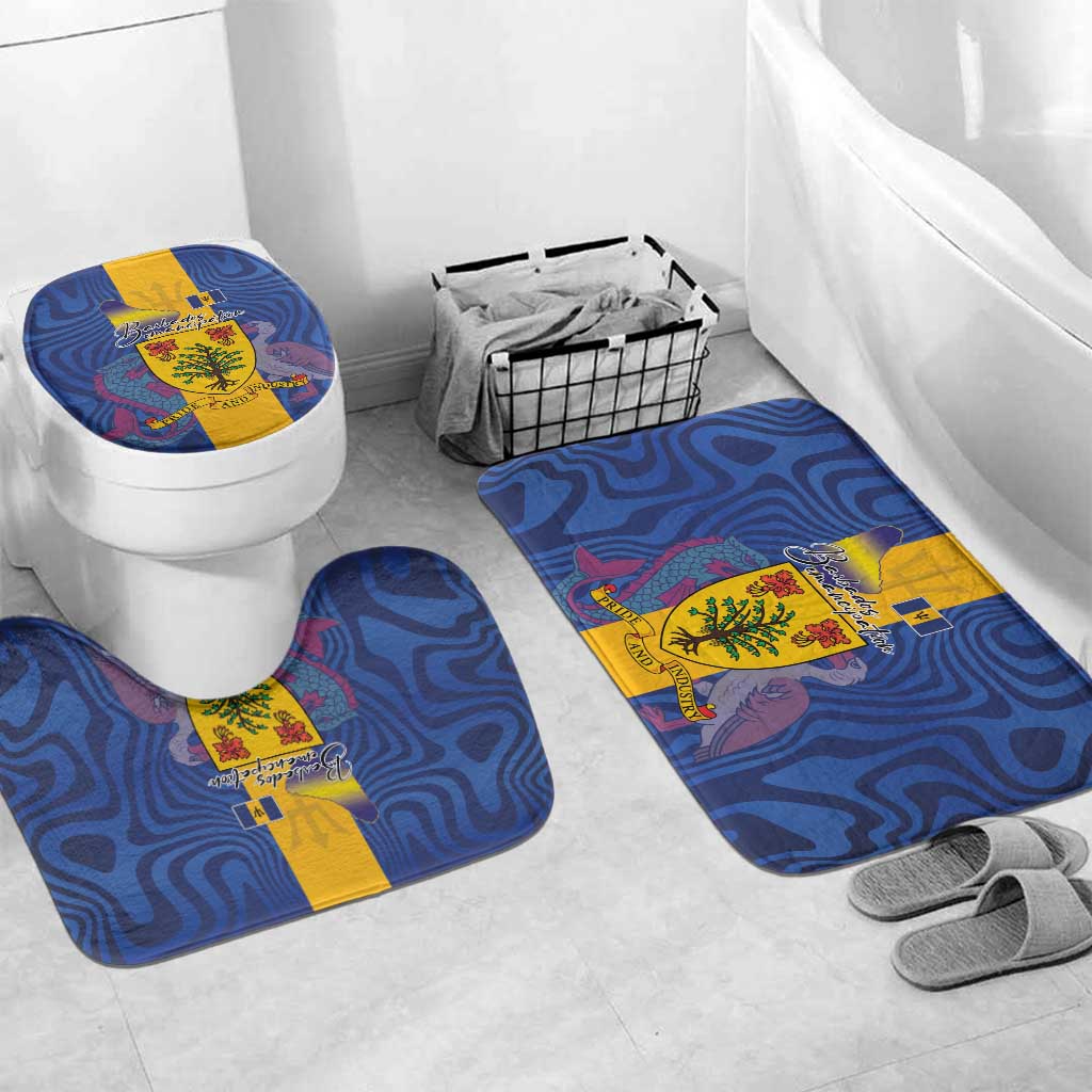 Barbados Emancipation Day Bathroom Set Coat of Arms and Map National Flag Style - Wonder Print Shop