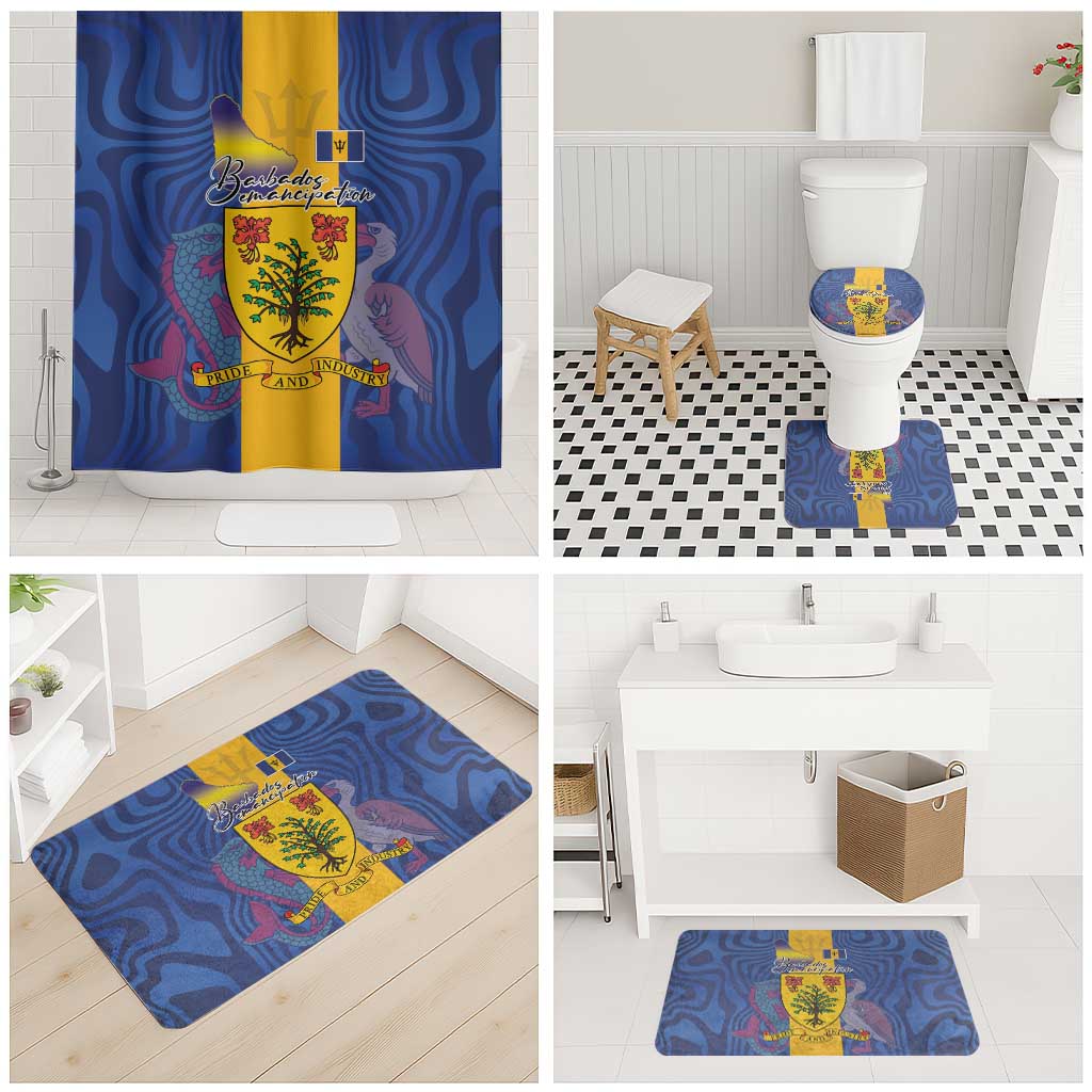 Barbados Emancipation Day Bathroom Set Coat of Arms and Map National Flag Style - Wonder Print Shop