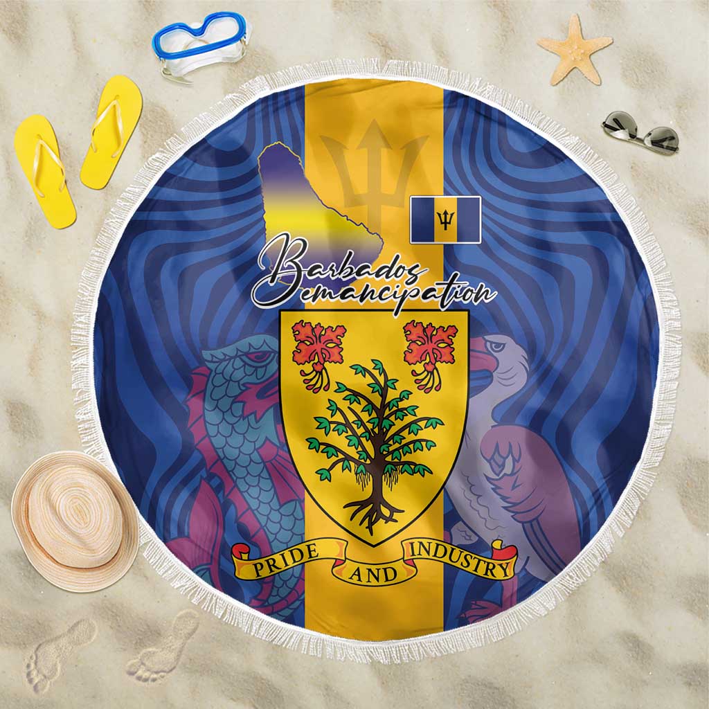 Barbados Emancipation Day Beach Blanket Coat of Arms and Map National Flag Style - Wonder Print Shop