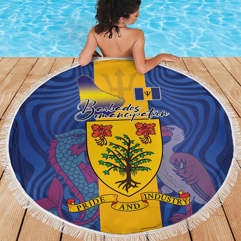 Barbados Emancipation Day Beach Blanket Coat of Arms and Map National Flag Style - Wonder Print Shop