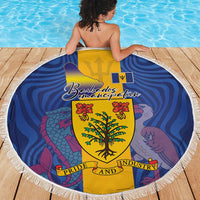Barbados Emancipation Day Beach Blanket Coat of Arms and Map National Flag Style - Wonder Print Shop