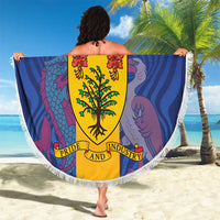 Barbados Emancipation Day Beach Blanket Coat of Arms and Map National Flag Style - Wonder Print Shop