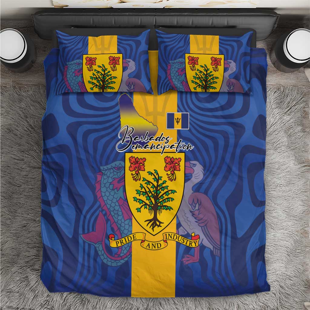 Barbados Emancipation Day Bedding Set Coat of Arms and Map National Flag Style - Wonder Print Shop