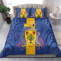 Barbados Emancipation Day Bedding Set Coat of Arms and Map National Flag Style - Wonder Print Shop