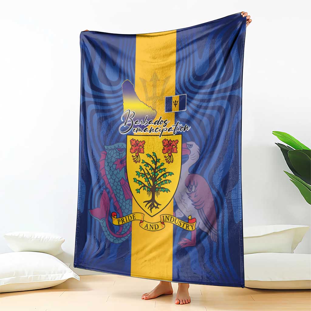 Barbados Emancipation Day Blanket Coat of Arms and Map National Flag Style - Wonder Print Shop