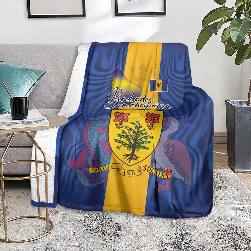 Barbados Emancipation Day Blanket Coat of Arms and Map National Flag Style - Wonder Print Shop