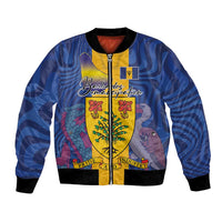 Personalised Barbados Emancipation Day Bomber Jacket Coat of Arms and Map National Flag Style - Wonder Print Shop