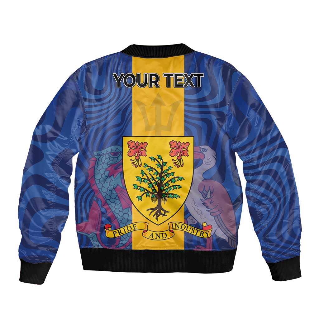 Personalised Barbados Emancipation Day Bomber Jacket Coat of Arms and Map National Flag Style - Wonder Print Shop