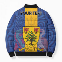 Personalised Barbados Emancipation Day Bomber Puffer Jacket Coat of Arms and Map National Flag Style - Wonder Print Shop