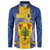 Personalised Barbados Emancipation Day Button Sweatshirt Coat of Arms and Map National Flag Style - Wonder Print Shop