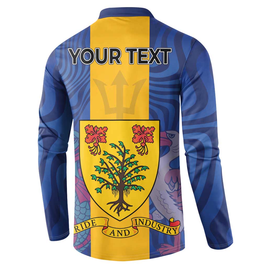 Personalised Barbados Emancipation Day Button Sweatshirt Coat of Arms and Map National Flag Style - Wonder Print Shop