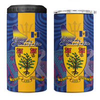 Barbados Emancipation Day 4 in 1 Can Cooler Tumbler Coat of Arms and Map National Flag Style - Wonder Print Shop