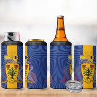 Barbados Emancipation Day 4 in 1 Can Cooler Tumbler Coat of Arms and Map National Flag Style - Wonder Print Shop
