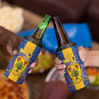 Barbados Emancipation Day 4 in 1 Can Cooler Tumbler Coat of Arms and Map National Flag Style - Wonder Print Shop