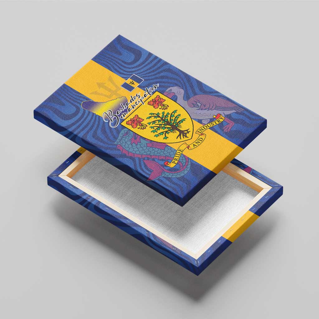 Barbados Emancipation Day Canvas Wall Art Coat of Arms and Map National Flag Style - Wonder Print Shop