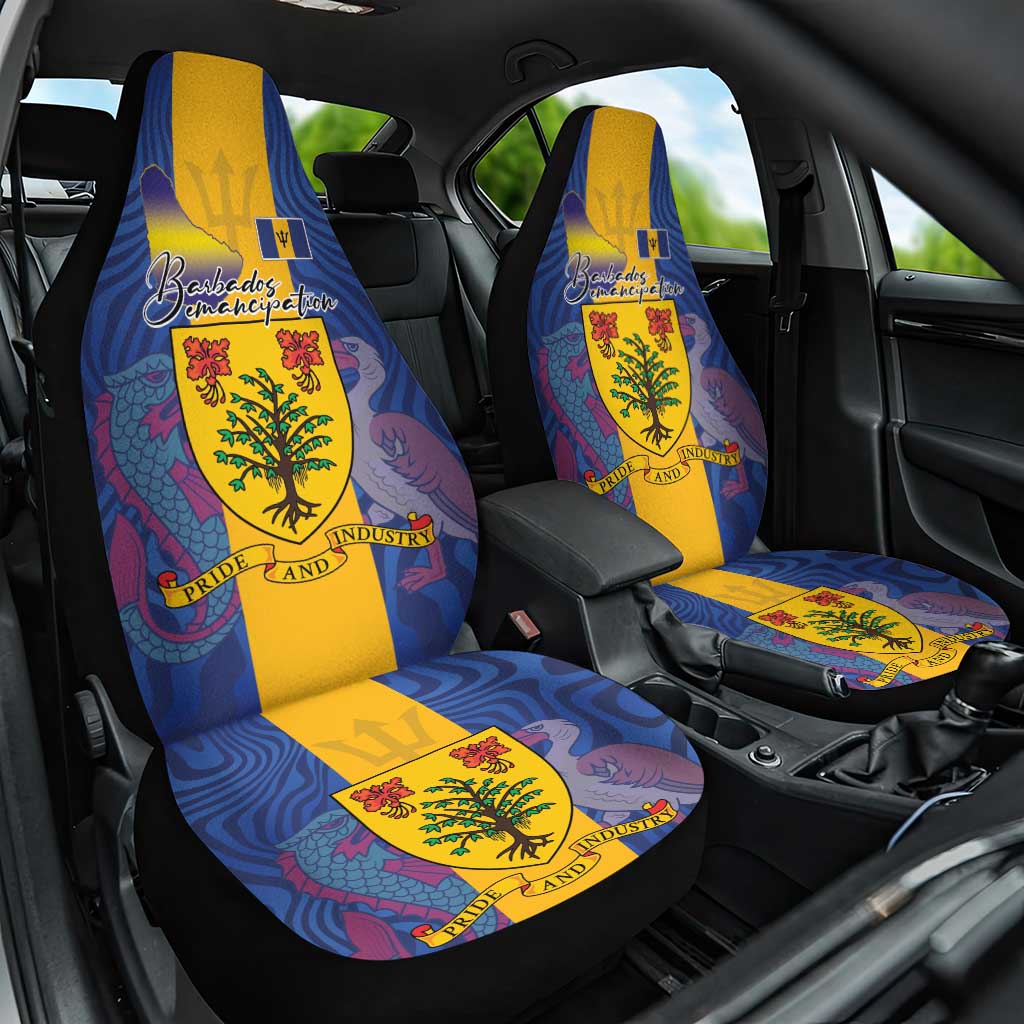 Barbados Emancipation Day Car Seat Cover Coat of Arms and Map National Flag Style - Wonder Print Shop
