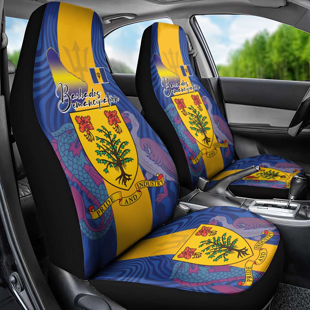 Barbados Emancipation Day Car Seat Cover Coat of Arms and Map National Flag Style - Wonder Print Shop