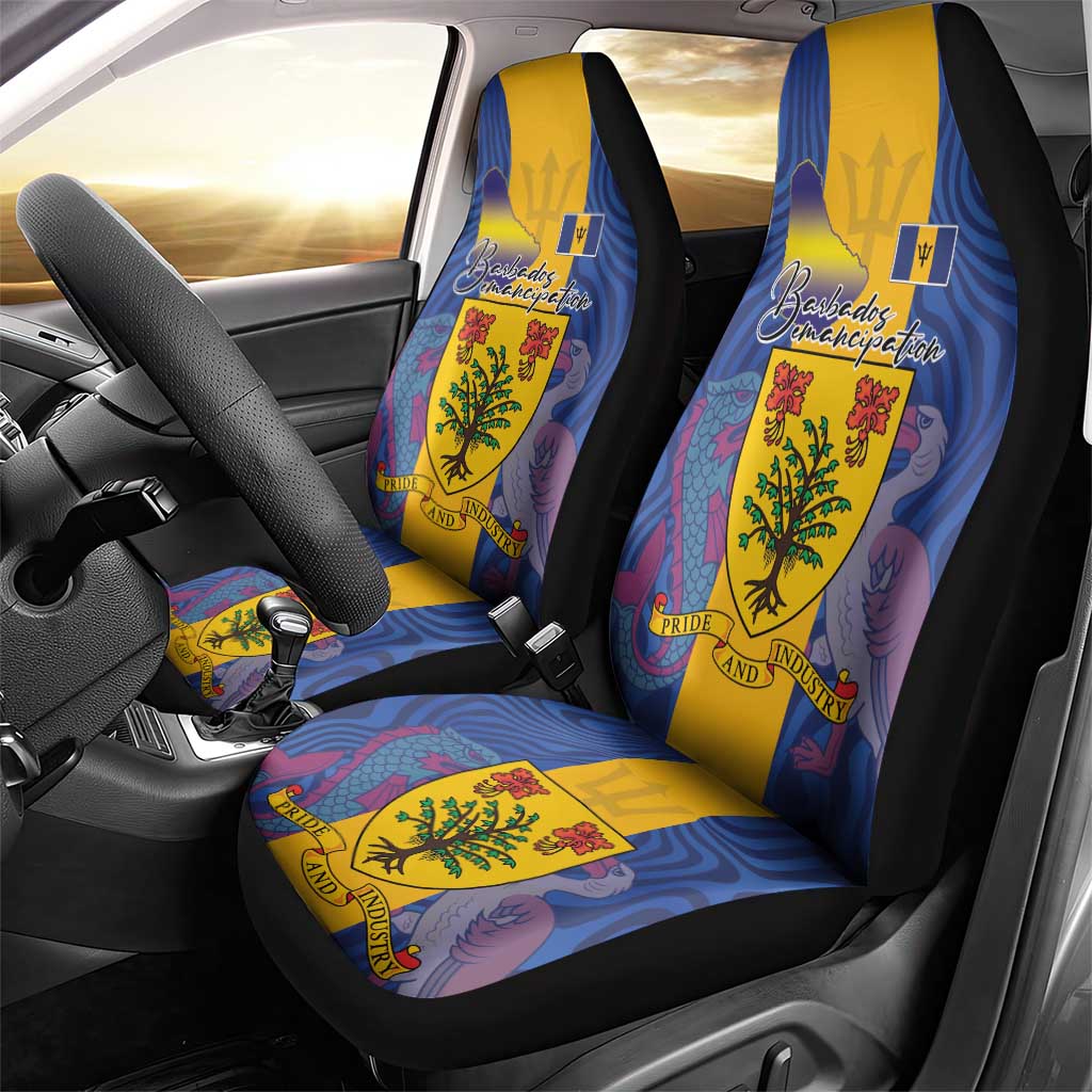 Barbados Emancipation Day Car Seat Cover Coat of Arms and Map National Flag Style - Wonder Print Shop