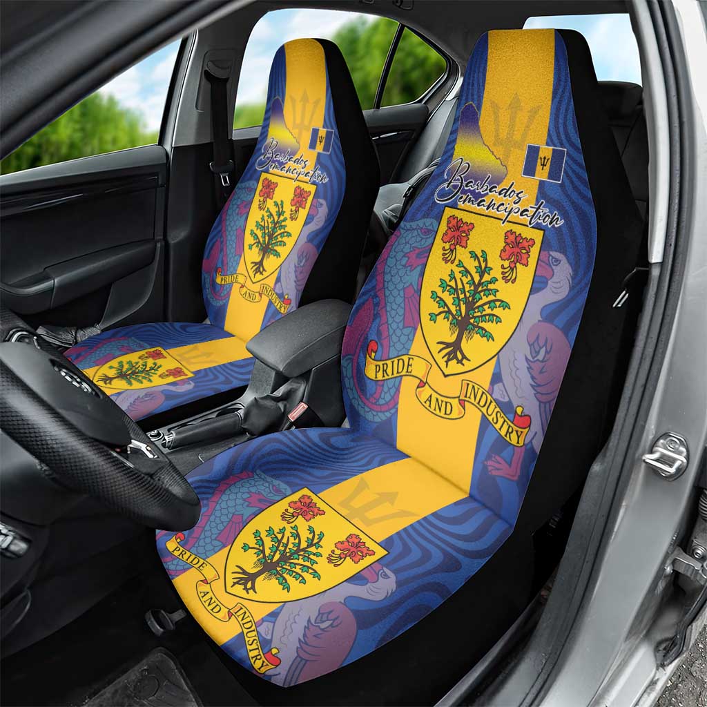 Barbados Emancipation Day Car Seat Cover Coat of Arms and Map National Flag Style - Wonder Print Shop