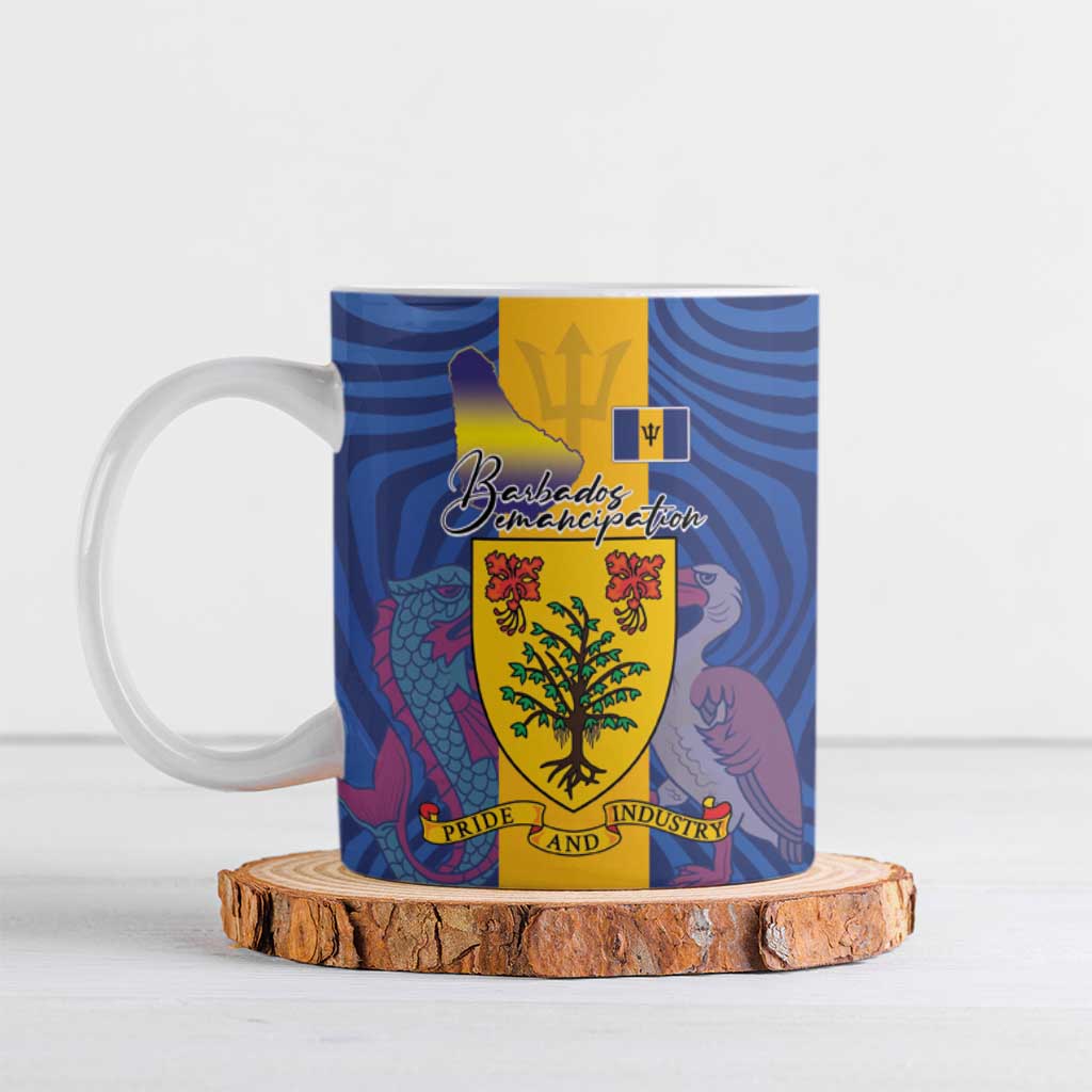Barbados Emancipation Day Ceramic Mug Coat of Arms and Map National Flag Style - Wonder Print Shop
