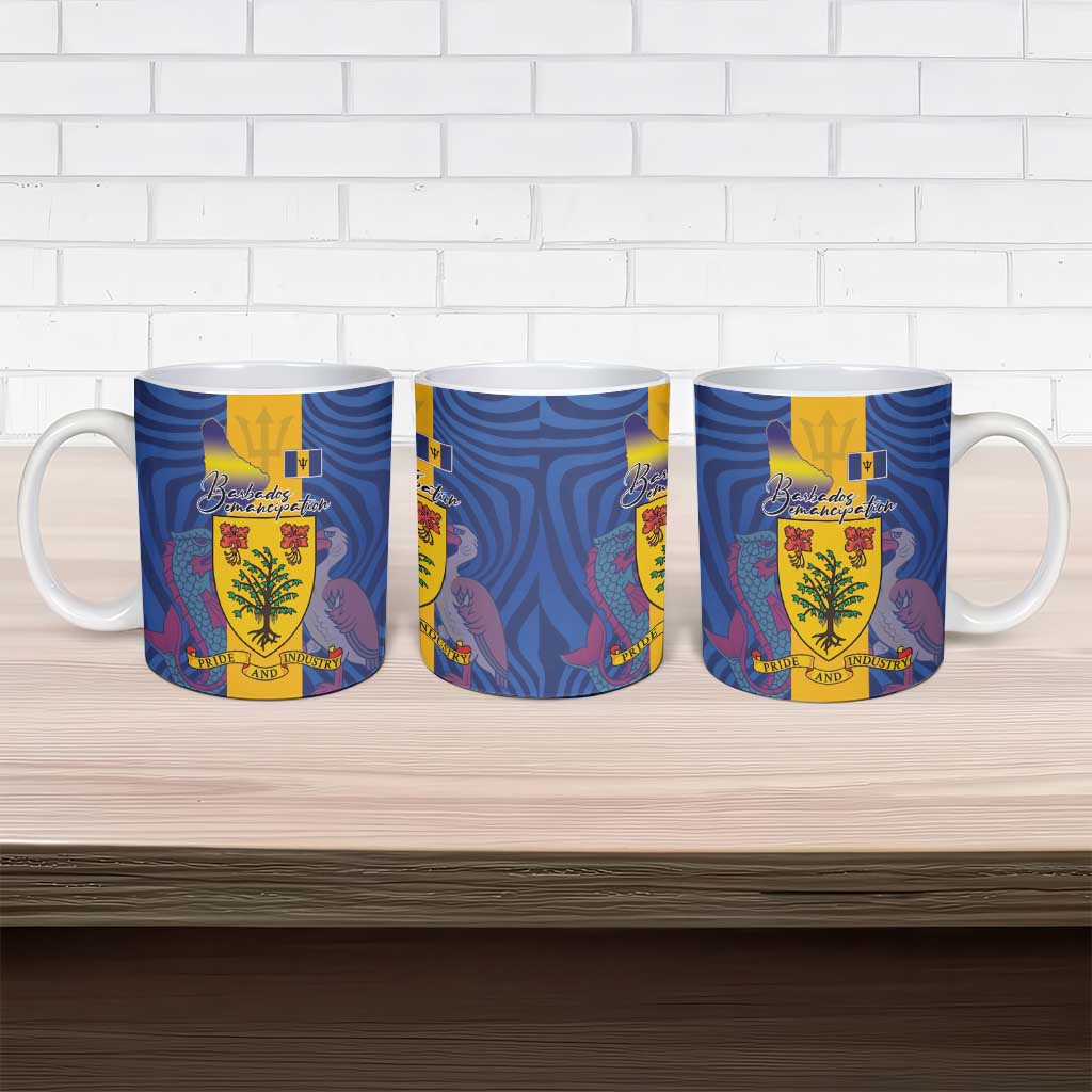 Barbados Emancipation Day Ceramic Mug Coat of Arms and Map National Flag Style - Wonder Print Shop