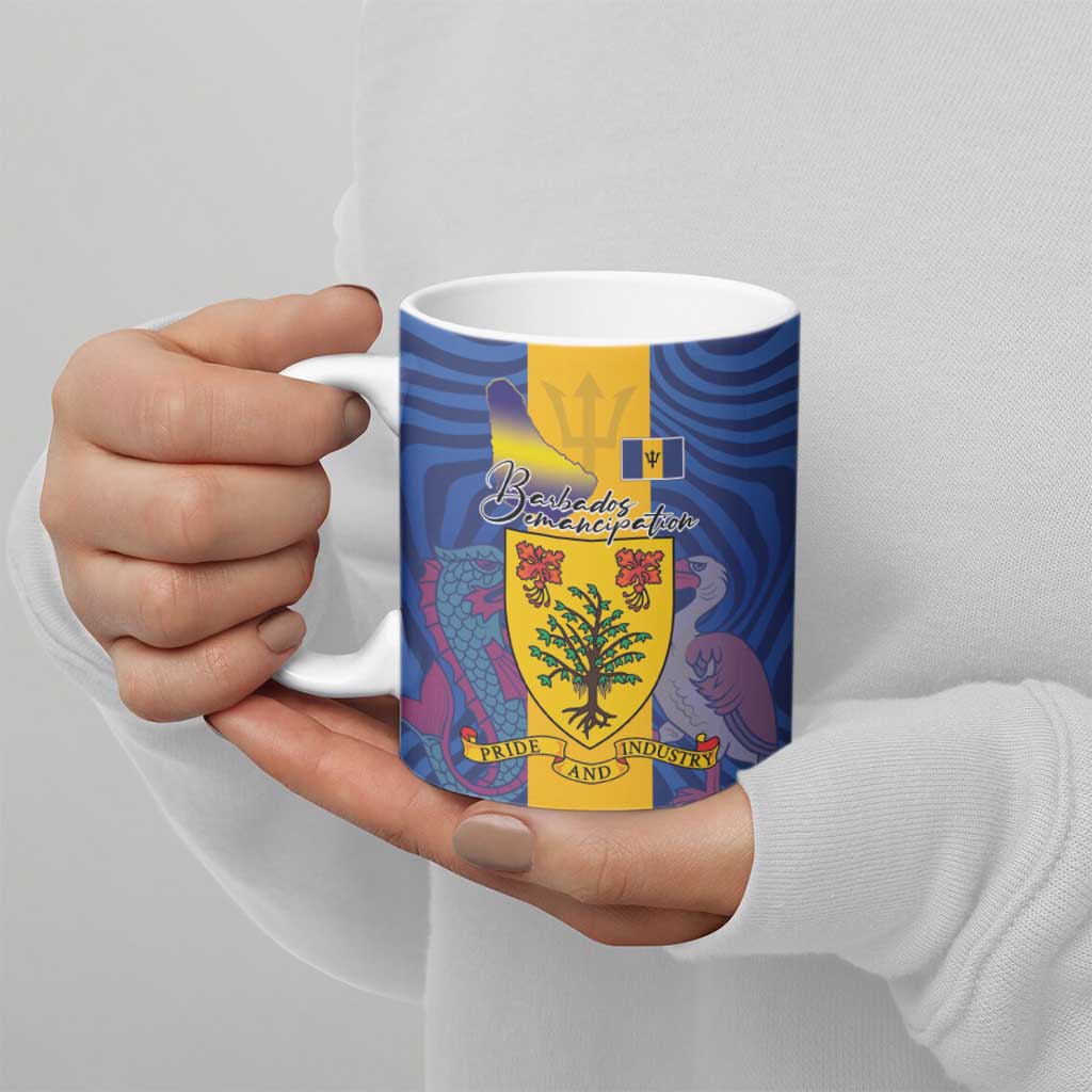 Barbados Emancipation Day Ceramic Mug Coat of Arms and Map National Flag Style - Wonder Print Shop
