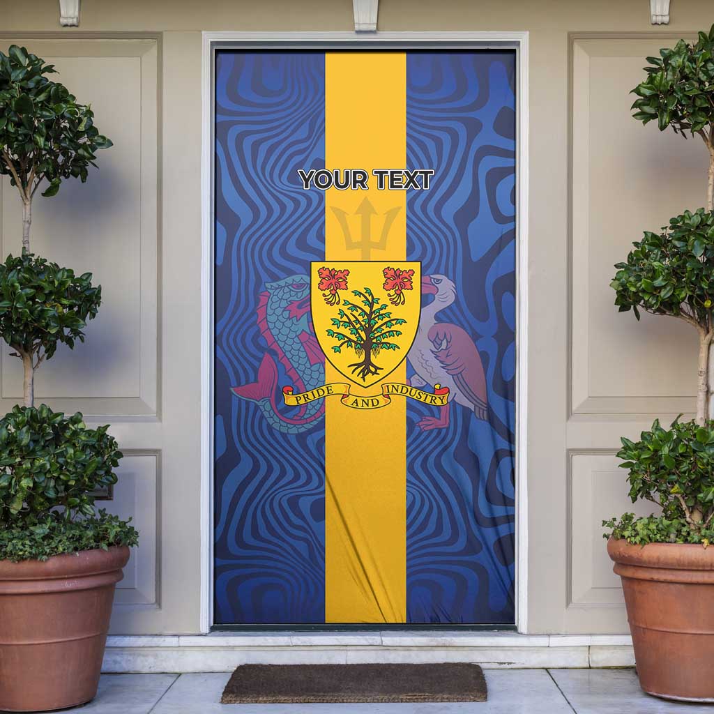 Personalised Barbados Emancipation Day Door Cover Coat of Arms and Map National Flag Style - Wonder Print Shop