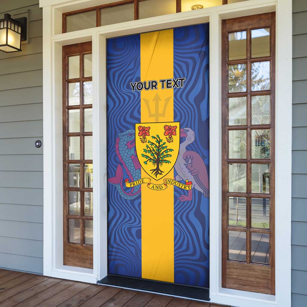 Personalised Barbados Emancipation Day Door Cover Coat of Arms and Map National Flag Style - Wonder Print Shop