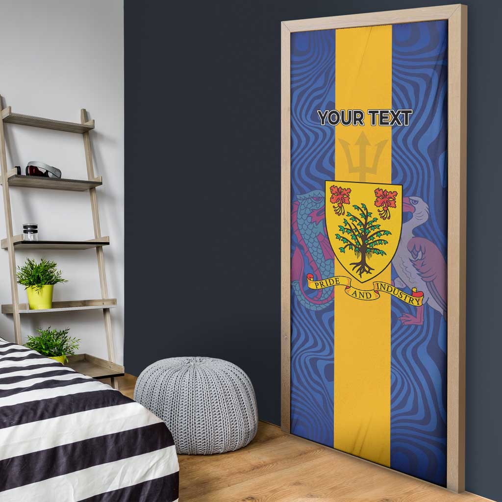 Personalised Barbados Emancipation Day Door Cover Coat of Arms and Map National Flag Style - Wonder Print Shop