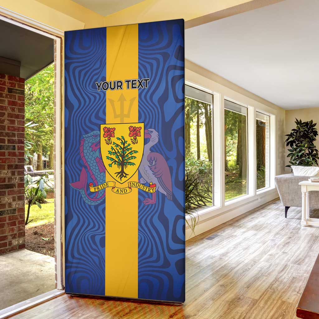 Personalised Barbados Emancipation Day Door Cover Coat of Arms and Map National Flag Style - Wonder Print Shop