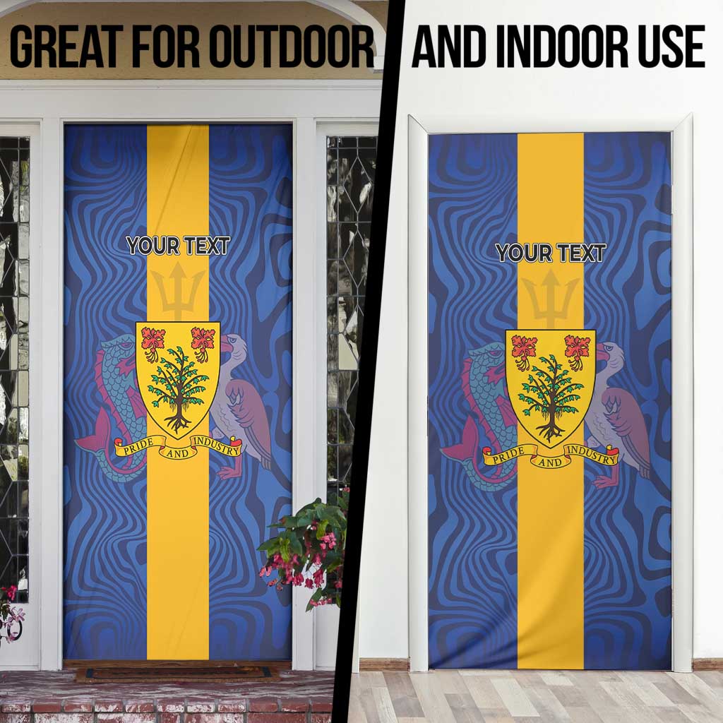 Personalised Barbados Emancipation Day Door Cover Coat of Arms and Map National Flag Style - Wonder Print Shop