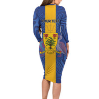 Personalised Barbados Emancipation Day Family Matching Long Sleeve Bodycon Dress and Hawaiian Shirt Coat of Arms and Map National Flag Style - Wonder Print Shop