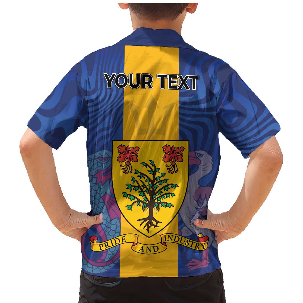 Personalised Barbados Emancipation Day Family Matching Mermaid Dress and Hawaiian Shirt Coat of Arms and Map National Flag Style - Wonder Print Shop