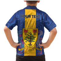 Personalised Barbados Emancipation Day Family Matching Mermaid Dress and Hawaiian Shirt Coat of Arms and Map National Flag Style - Wonder Print Shop