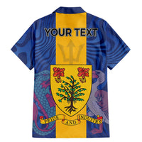 Personalised Barbados Emancipation Day Family Matching Mermaid Dress and Hawaiian Shirt Coat of Arms and Map National Flag Style - Wonder Print Shop