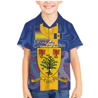 Personalised Barbados Emancipation Day Family Matching Mermaid Dress and Hawaiian Shirt Coat of Arms and Map National Flag Style - Wonder Print Shop