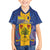 Personalised Barbados Emancipation Day Family Matching Off The Shoulder Long Sleeve Dress and Hawaiian Shirt Coat of Arms and Map National Flag Style - Wonder Print Shop