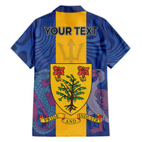 Personalised Barbados Emancipation Day Family Matching Off Shoulder Maxi Dress and Hawaiian Shirt Coat of Arms and Map National Flag Style - Wonder Print Shop